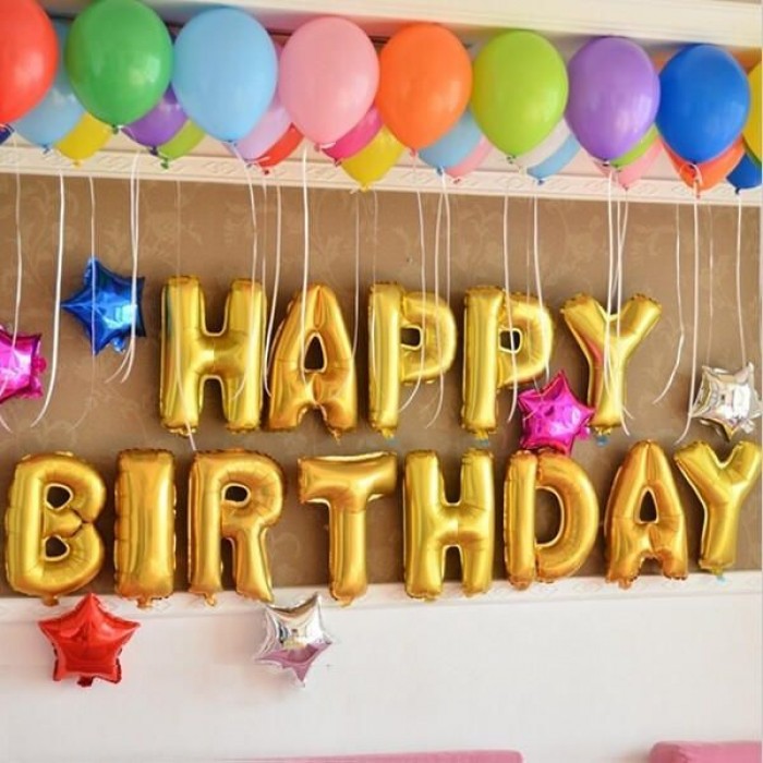Birthday Foil balloon golden, red, pink