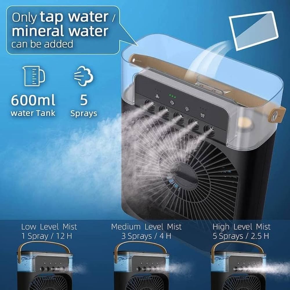 Original Air Cooling 3 in 1 USB Mini Portable Fan Aircond Humidifier Purifier Mist Cooler with LED Light