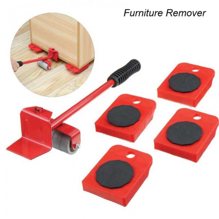 5 Pcs ফার্নিচার মুভিং টুলস Professional Furniture Transport Lifter tool Set Heavy Stuffs Moving Hand Tools Set Wheel Bar Mover Device