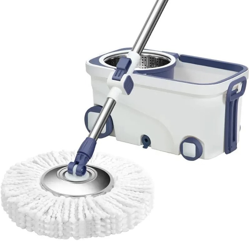 360° Rotating Spin Mop Bucket Set with Wheels & Stainless Steel Basket (চাকাযুক্ত স্পিন মপ বালতি সেট)