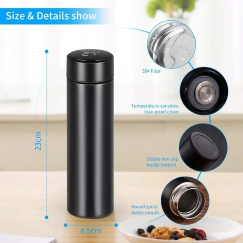 Stainless Steel Smart Water Bottle Temperature Display Travel Mug Smart Cup LED Digital 500ml