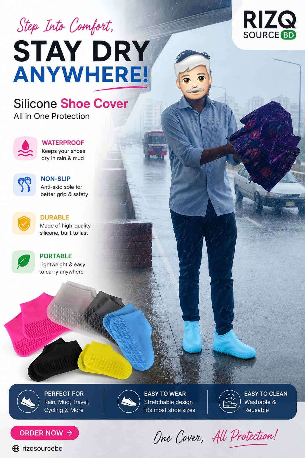 Reusable Silicone Waterproof Shoe Covers